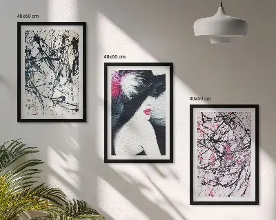 Triptyk med abstrakte malingmønstre billeder med ramme