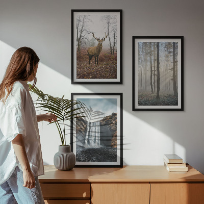 Triptykon billeder med ramme Skovlandskaber vild natur