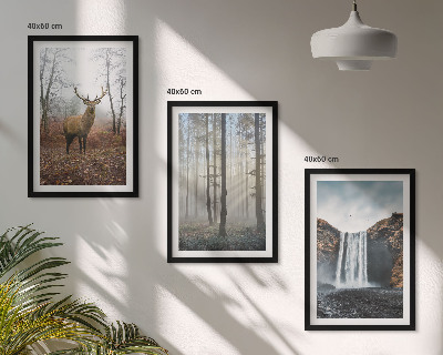 Triptykon billeder med ramme Skovlandskaber vild natur