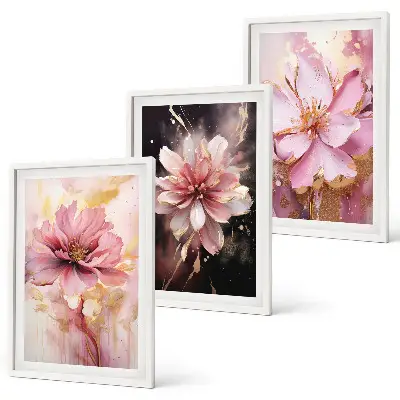 Billedsæt til soveværelset med blomsterkompositioner af roser og hvide blomster