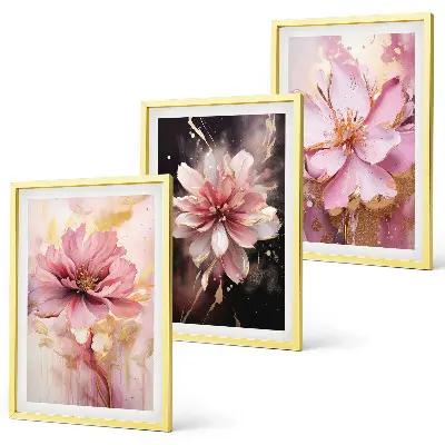 Billedsæt til soveværelset med blomsterkompositioner af roser og hvide blomster