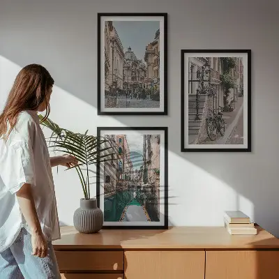 Billedvæg inspiration med Venedigs vandgader