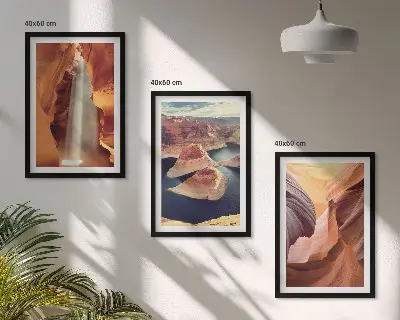 Billedsæt til soveværelset med motiv af vandfald i kløften