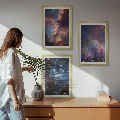 Kosmiske stjernebilleder plakat med inspiration til billedvæg