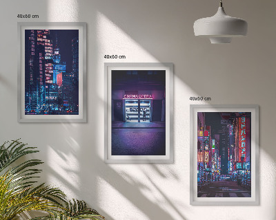 Triptykon billeder med ramme Natby neonindgang