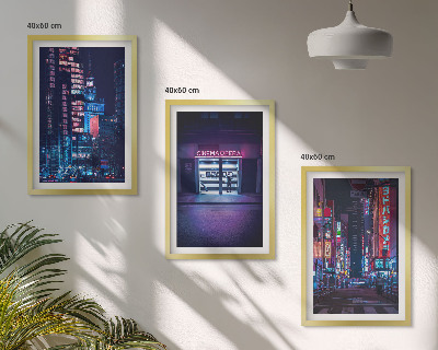 Triptykon billeder med ramme Natby neonindgang