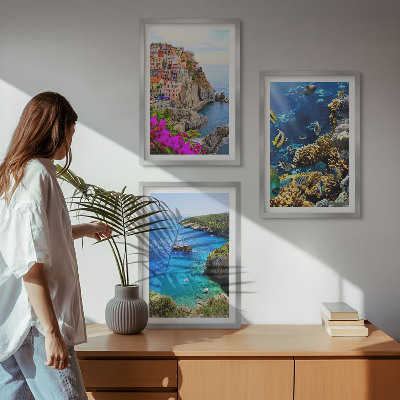 Billedvæg inspiration Udsigt over havet, farverige huse