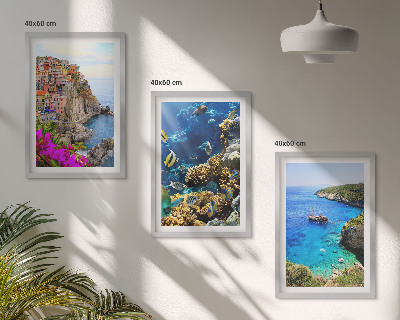 Billedvæg inspiration Udsigt over havet, farverige huse