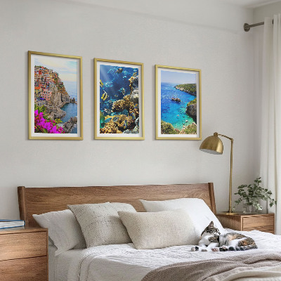Billedvæg inspiration Udsigt over havet, farverige huse