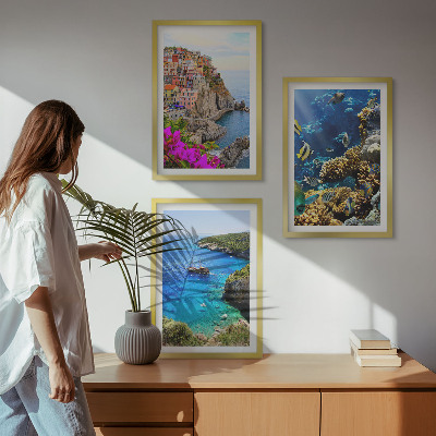 Billedvæg inspiration Udsigt over havet, farverige huse