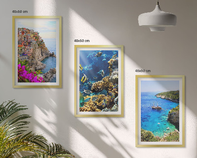 Billedvæg inspiration Udsigt over havet, farverige huse