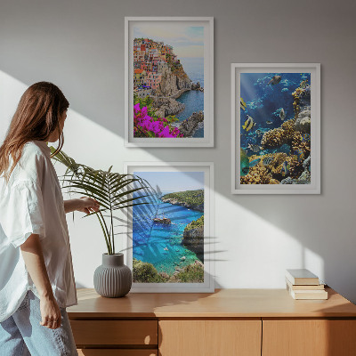 Billedvæg inspiration Udsigt over havet, farverige huse