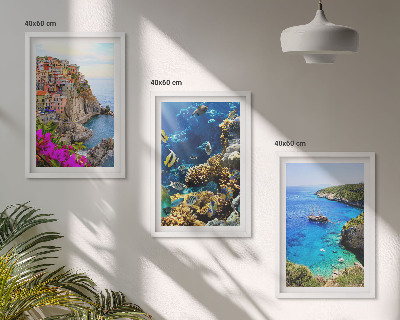 Billedvæg inspiration Udsigt over havet, farverige huse