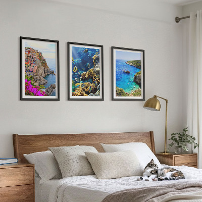 Billedvæg inspiration Udsigt over havet, farverige huse