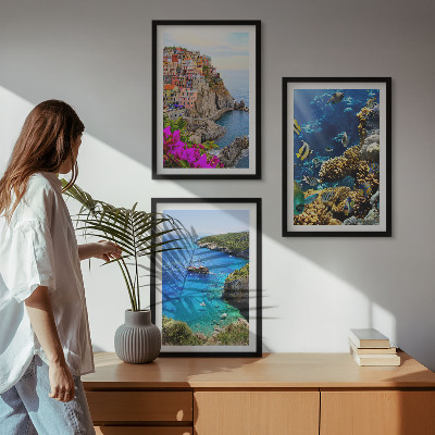 Billedvæg inspiration Udsigt over havet, farverige huse