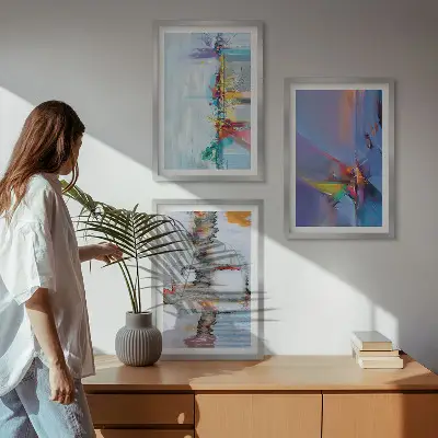 Billedsæt til soveværelset med abstrakte malerikompositioner
