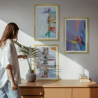 Billedsæt til soveværelset med abstrakte malerikompositioner