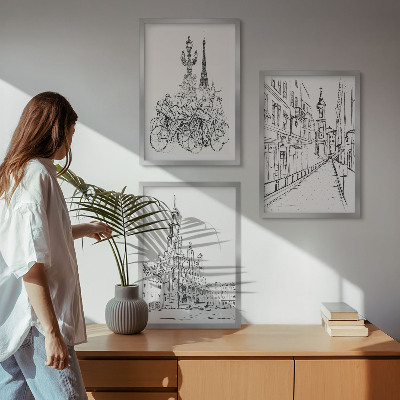 Billedvæg inspiration Enkle tegninger af bylandskaber