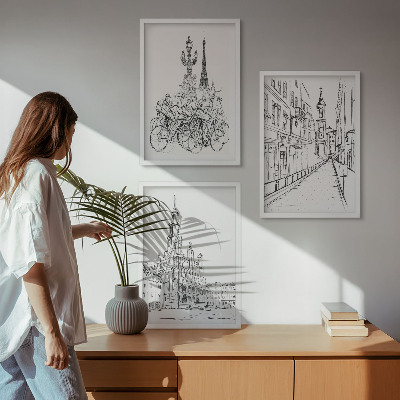 Billedvæg inspiration Enkle tegninger af bylandskaber