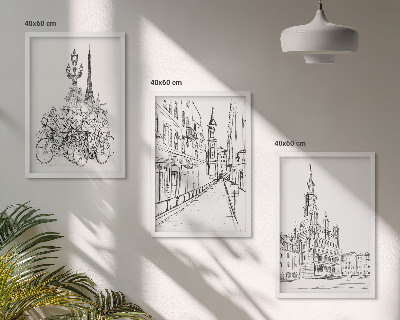 Billedvæg inspiration Enkle tegninger af bylandskaber