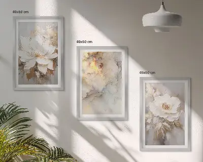 Billedsæt til soveværelset med abstrakt motiv af blomster og lys