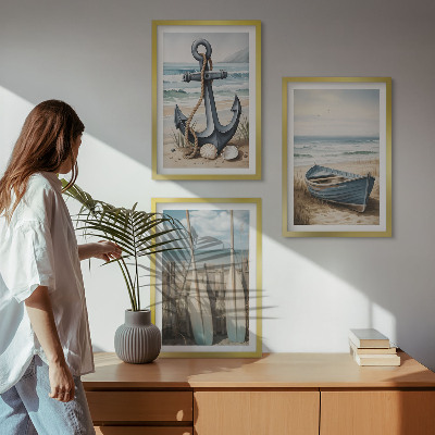 Billedsæt til soveværelset Ankerbåd årer strand