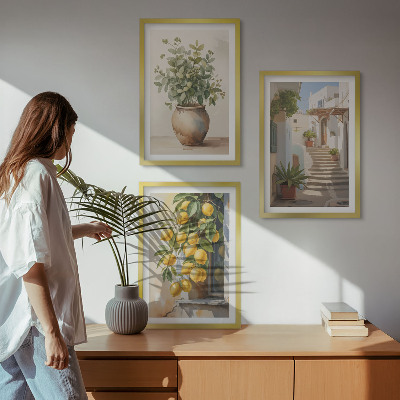 Billedvæg inspiration Planter i potter, citroner, gade