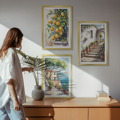 Billedsæt til soveværelset Citroner, blomster, havudsigt