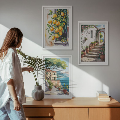 Billedsæt til soveværelset Citroner, blomster, havudsigt