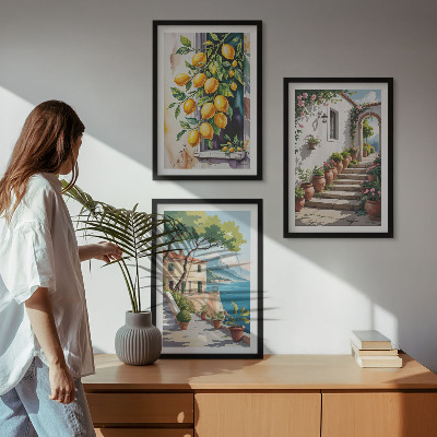 Billedsæt til soveværelset Citroner, blomster, havudsigt