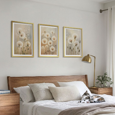 Billedvæg inspiration Hvide mælkebøtter på en lys baggrund