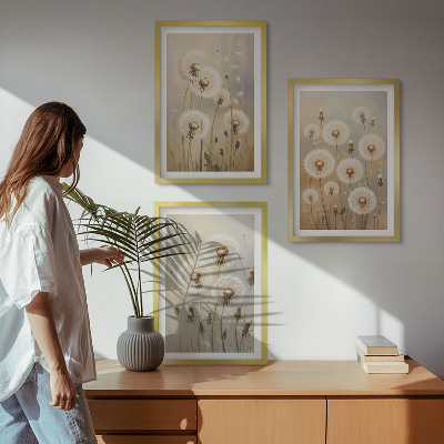 Billedvæg inspiration Hvide mælkebøtter på en lys baggrund