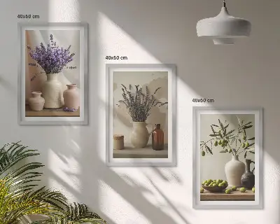 Sengesæt med lavendelblomster i olivengrøn