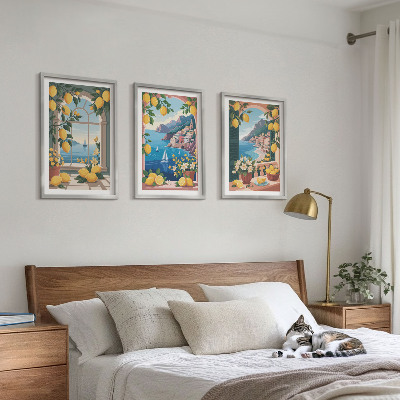 Triptykon billeder med ramme Italienske citroner fra Sea Window