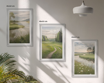 Billedsæt til soveværelset Sommerlandskaber, flod, blomstereng