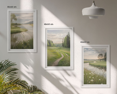 Billedsæt til soveværelset Sommerlandskaber, flod, blomstereng