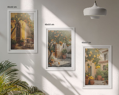 Billedvæg inspiration Citruspotter på solrig terrasse