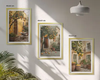 Have citrus sol triptykon billede med ramme