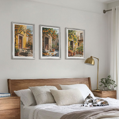 Triptykon billeder med ramme Citrusfrugter Gårdhaveplanter