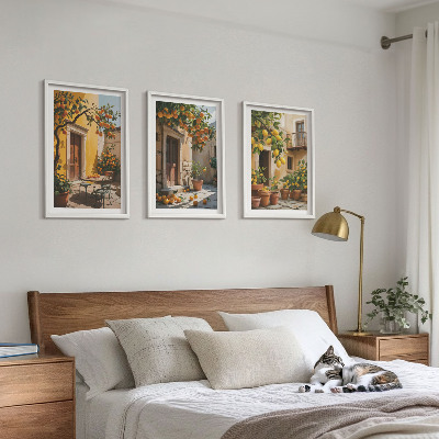Triptykon billeder med ramme Citrusfrugter Gårdhaveplanter