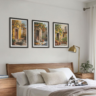Triptykon billeder med ramme Citrusfrugter Gårdhaveplanter