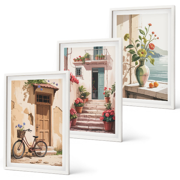 Billedvæg inspiration Gader, blomster og cykler