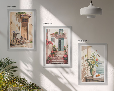 Billedvæg inspiration Gader, blomster og cykler