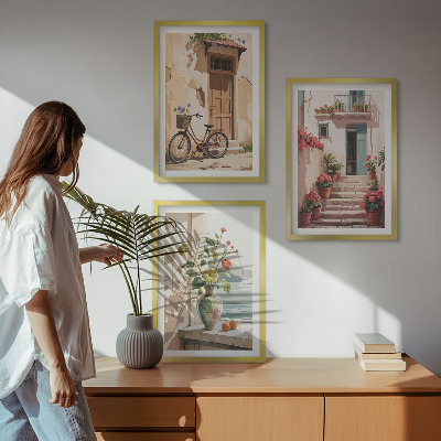 Billedvæg inspiration Gader, blomster og cykler
