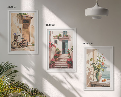 Billedvæg inspiration Gader, blomster og cykler