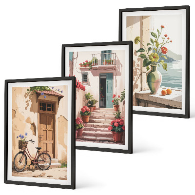 Billedvæg inspiration Gader, blomster og cykler