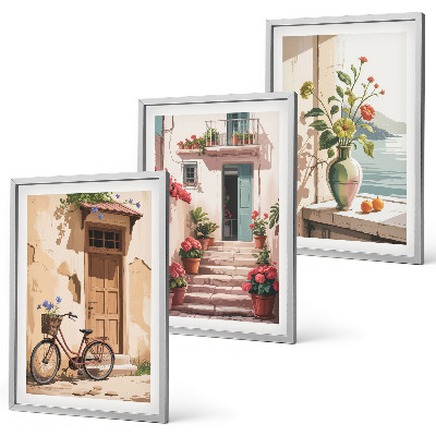 Billedvæg inspiration Gader, blomster og cykler