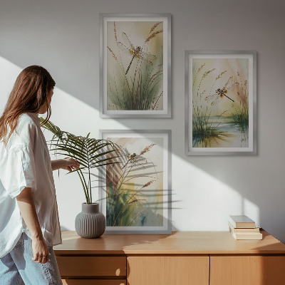 Billedvæg inspiration Guldsmede græs akvarelmaleri