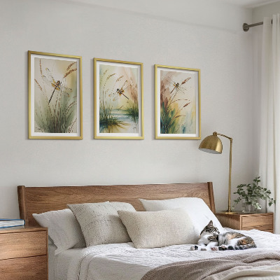 Billedvæg inspiration Guldsmede græs akvarelmaleri