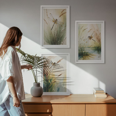 Billedvæg inspiration Guldsmede græs akvarelmaleri